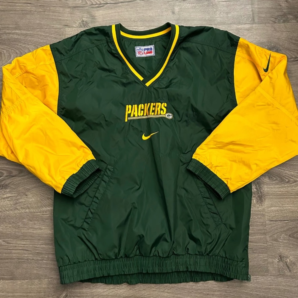 Pro Line Reversible Green Bay Packers Windbreaker Pullover Sweater Size XL